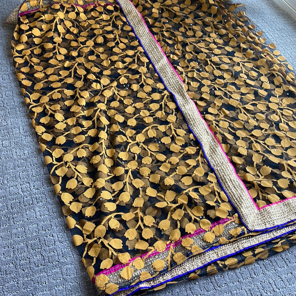 Black Net Saree